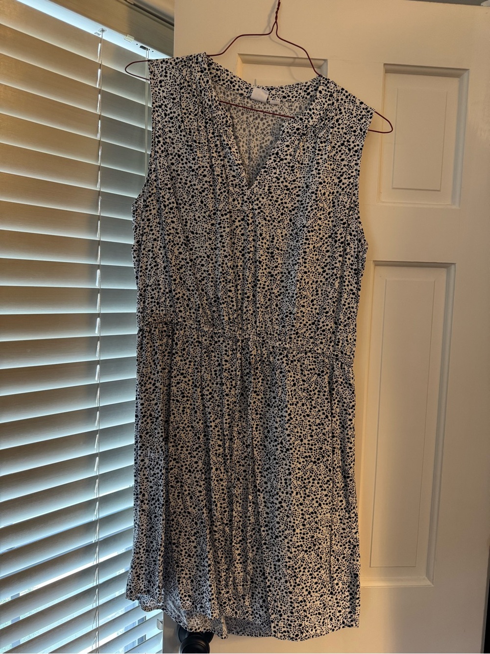 GAP Blue and White Sleeveless V-Neck Midi Dress